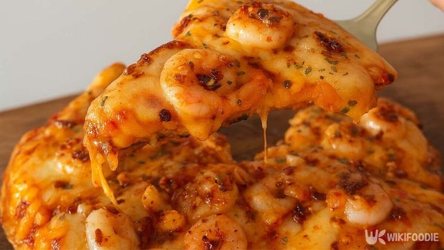 계란 새우 피자 자료 사진. / 위키푸디