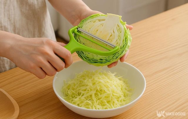 양배추를 채 써는 모습 / 위키푸디