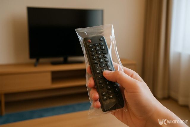 리모컨을 비닐봉지 안에 넣고 사용하는 모습 / 위키푸디