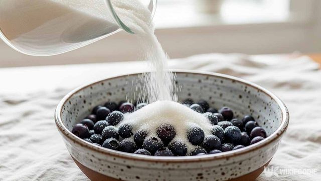 블루베리에 설탕을 붓는 사진. / 위키푸디