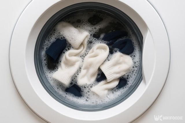 세탁되고 있는 양말 모습 / 위키푸디
