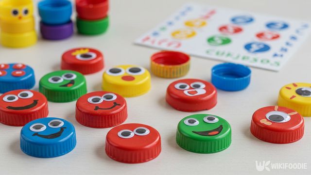 병뚜껑으로 교구를 만든 자료 사진. / 위키푸디