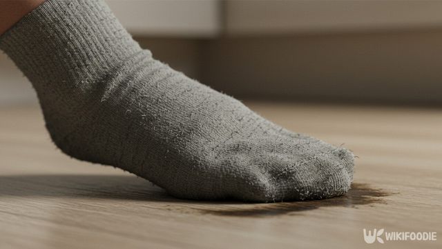 헌 양말로 바닥을 닦는 자료 사진. / 위키푸디