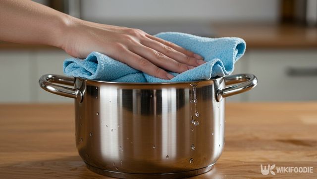 냄비 세척 후 닦는 자료 사진. / 위키푸디