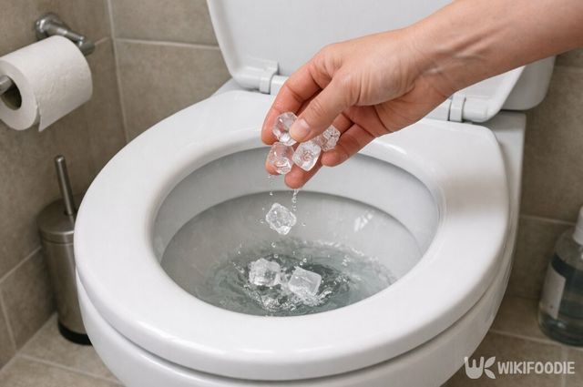 냉동실에서 꺼낸 얼음을 변기에 넣는 모습이다. / 위키푸디