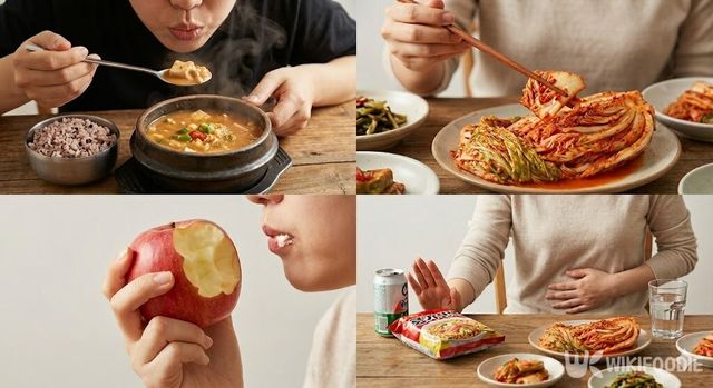 발효 식품과 식이섬유로 장을 건강하게 하는 식습관이다. / 위키푸디