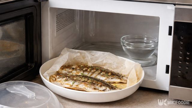생선구이를 종이포일로 감싸 데우면 수분 손실과 냄새 확산을 줄일 수 있다. / 위키푸디