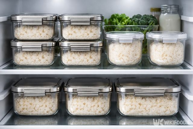 밀폐 용기에 소분해 냉장 보관을 한 쌀이다. / 위키푸디