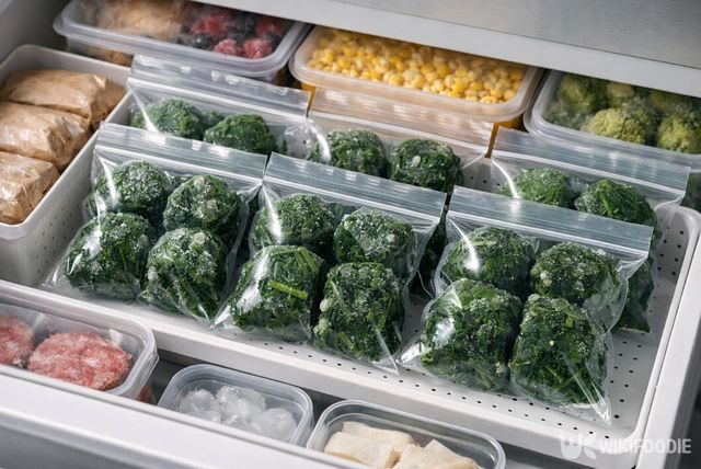 시금치는 소분해 냉동 보관하면 사용이 편하다. / 위키푸디