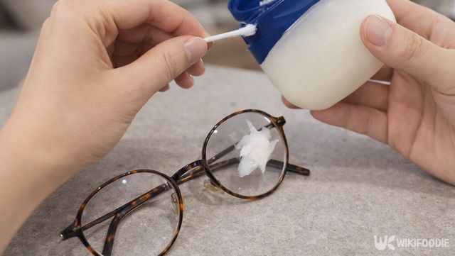 면봉에 소량의 바세린을 묻혀 안경 렌즈를 닦는 모습이다. / 위키푸디