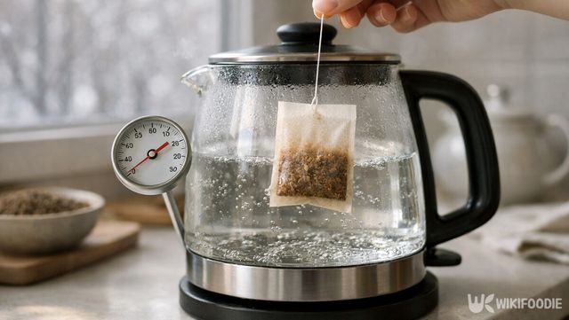 끓기 직전 온도에서 보리차를 우려내는 과정이다. / 위키푸디