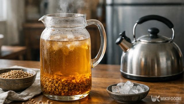 완전히 식힌 뒤 보관 중인 보리차다. / 위키푸디