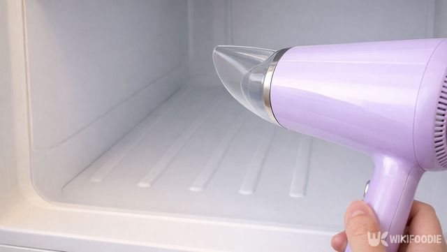 냉장고 안에 드라이기 바람을 쐬고 있다. / 위키푸디
