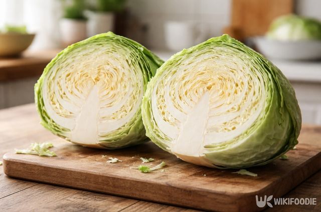 속이 단단한 겨울 양배추 단면. / 위키푸디