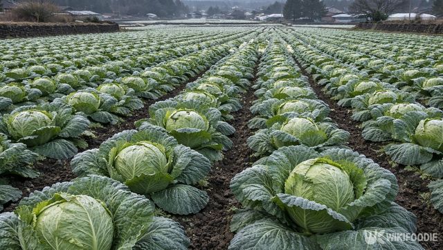겨울 수확을 앞둔 제주 양배추 밭 풍경. / 위키푸디