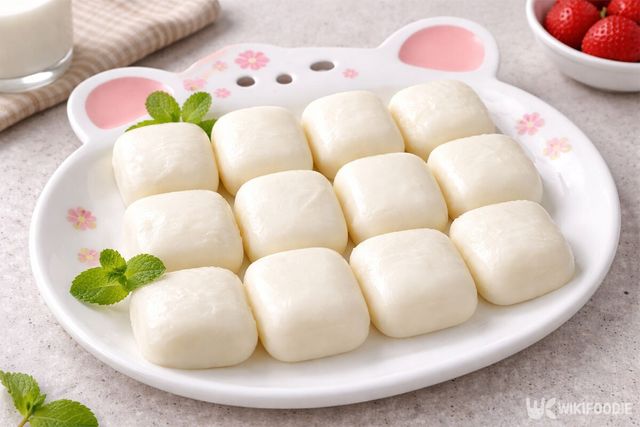 완성된 우유 떡이 접시에 담겨 있다. / 위키푸디