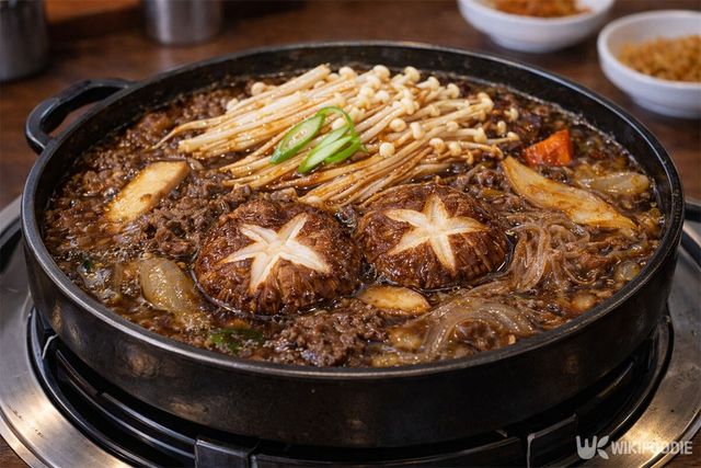 팽이버섯이 들어간 소고기 전골의 모습이다. / 위키푸디
