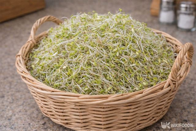 브로콜리 싹이 한가득 바구니에 담겨 있다. / 위키푸디