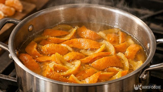 귤껍질을 물에 넣어 끓이고 있다. / 위키푸디