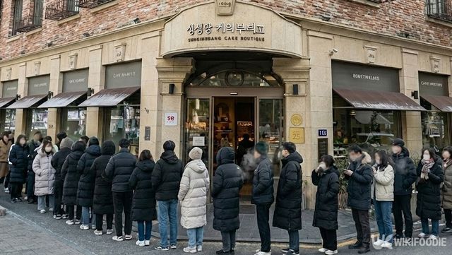 성심당 케이크 부티크 앞에 대기줄이 길게 늘어선 모습이다.&nbsp;해당 이미지는 기사 이해를 돕기 위해 AI로 재연하였습니다. / 위키푸디