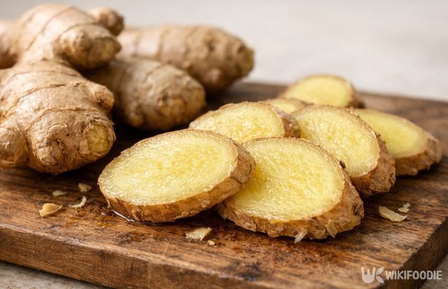 잘린 생강의 단면이다. / 위키푸디