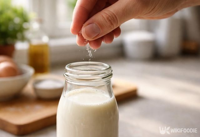 우유에 소금을 넣고 있다. / 위키푸디