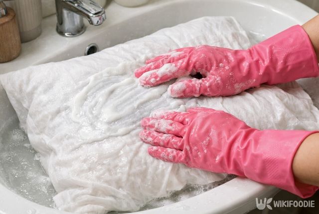 누렇게 변한 부분은 세탁 전 세제를 발라 불리는 과정이 중요하다. / 위키푸디