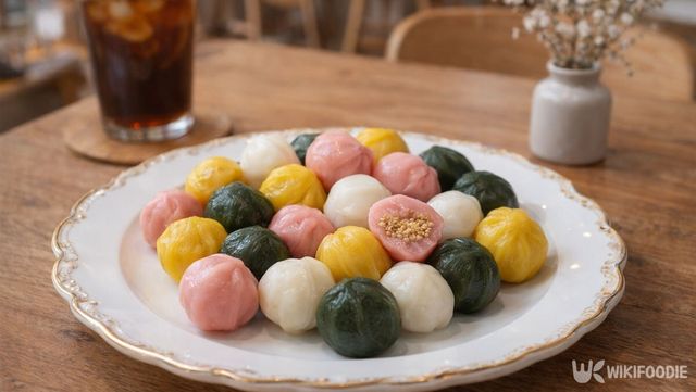 꿀떡이 접시에 담겨 있다. / 위키푸디