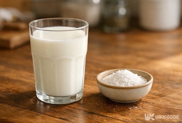 우유와 소금이 나란히 놓여 있다. / 위키푸디