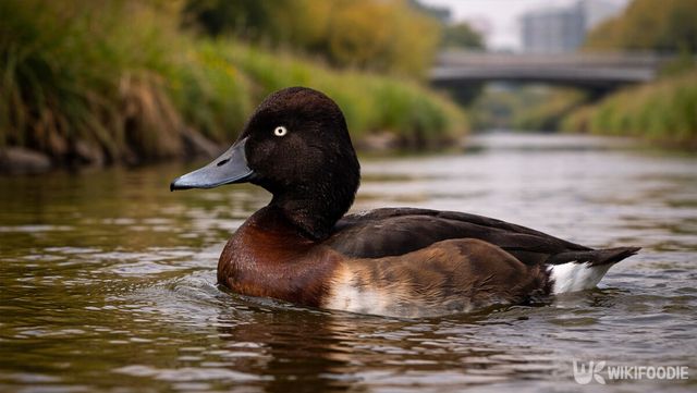 굴포천 수면 위를 유영 중인 붉은가슴흰죽지다. 해당 이미지는 기사 이해를 돕기 위해 AI로 재연하였습니다.&nbsp;/ 위키푸디