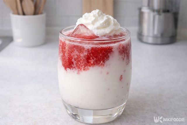 생크림을 올린 생딸기 라테의 모습이다. / 위키푸디