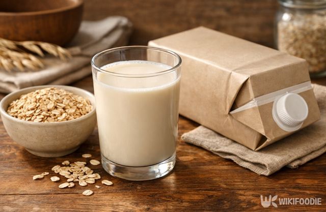 오트밀과 오트 음료를 함께 배치한 장면이다. / 위키푸디