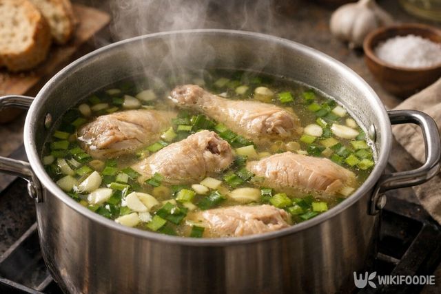 파를 넉넉히 넣은 닭곰탕은 겨울 식사로 잘 어울린다. / 위키푸디