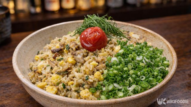 이자카야에 꽁치 볶음밥이 놓여 있다. / 위키푸디