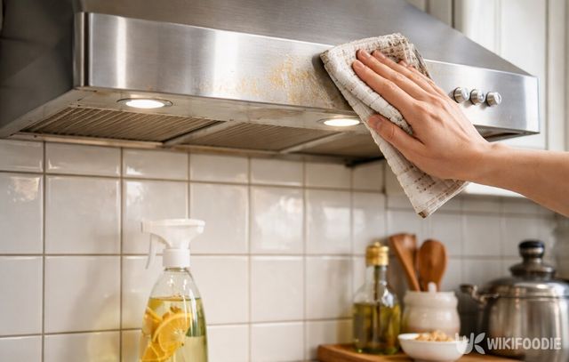 귤껍질 소주액으로 주방 후드를 닦아내고 있다. / 위키푸디
