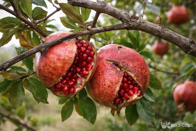 석류 열매가 열려 있는 모습이다. / 위키푸디
