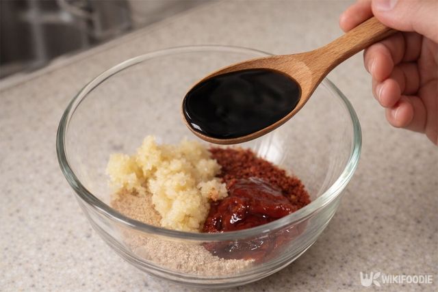 재료를 넣고 양념을 만들고 있다. / 위키푸디