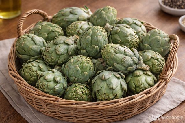 아티초크가 바구니에 한가득 담겨 있다. / 위키푸디