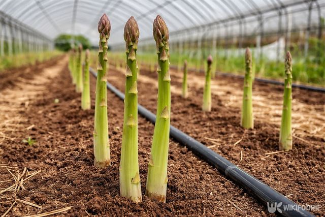 아스파라거스가 밭에서 자라고 있다. / 위키푸디
