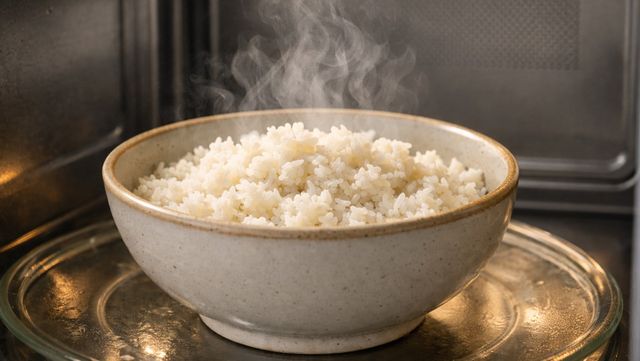 전자레인지로 데운 찬밥은 겉은 뜨겁지만 속은 충분히 가열되지 않는 경우가 많다. / 위키푸디