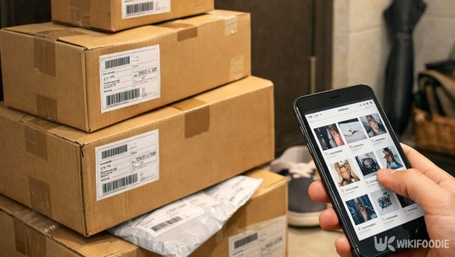 택배 상자가 쌓여 있는 현관 앞과 스마트폰으로 해외 직구 앱을 켜놓은 모습. 해당 이미지는 기사 이해를 돕기 위해 AI로 재연하였습니다. / 위키푸디