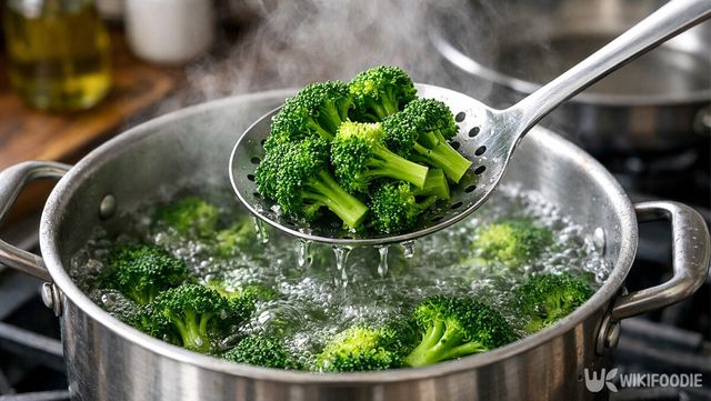 줄기와 꽃봉오리를 나눠 짧게 데치면 아삭한 식감을 살릴 수 있다. / 위키푸디