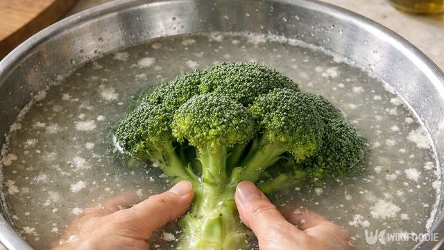 밀가루를 푼 물에 담그면 꽃봉오리 속 이물질이 자연스럽게 빠져나온다. / 위키푸디