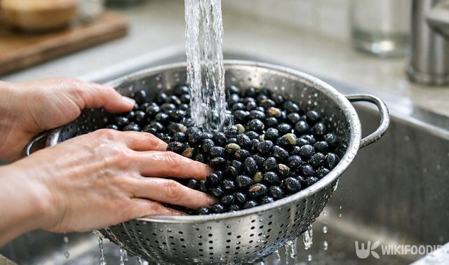 서리태 2컵을 차가운 물에 헹구는 과정이다. / 위키푸디