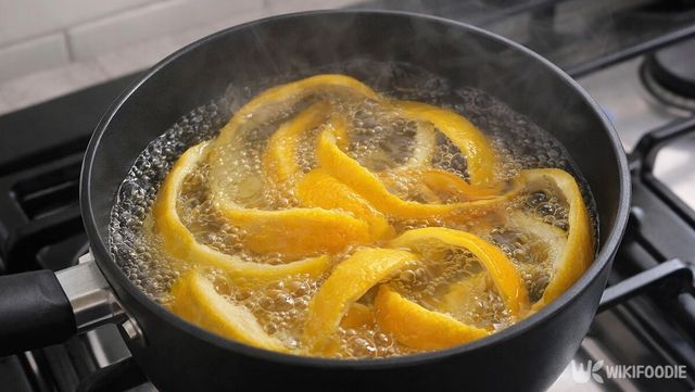 레몬 껍질을 끓이고 있다. / 위키푸디