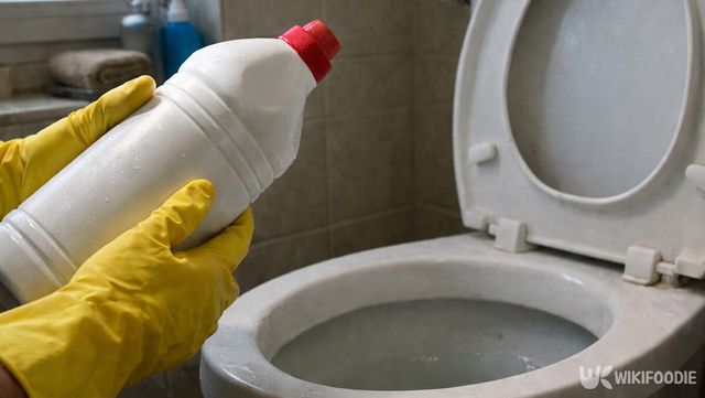 락스를 사용해 변기를 청소하는 모습이다. / 위키푸디
