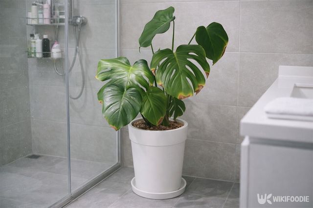 욕실에 몬스테라 화분이 놓여 있다. / 위키푸디