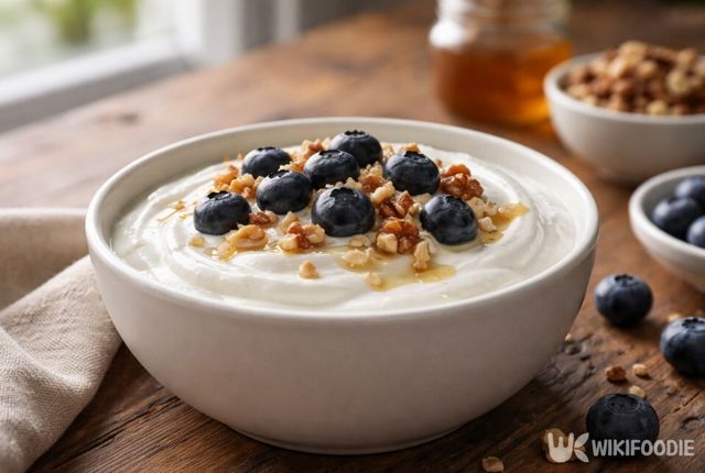 그릭 요거트는 칼슘과 단백질이 풍부해 신경 안정에 도움을 준다. / 위키푸디