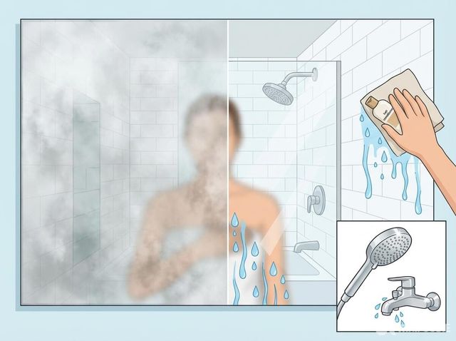 샤워 중 린스물을 스펀지로 거울을 닦아 김 서림을 줄이는 방법이다. / 위키푸디