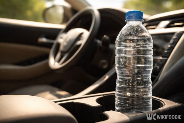 고온에 노출된 차량 내부에 방치된 생수병이다. / 위키푸디